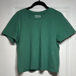 Faherty Cropped Boxy Crew in Sunwashed Green